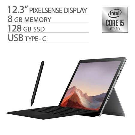 Microsoft Surface Pro 7 2 in 1 Touchscreen PC Tablet 12.3" 2736x1824, 10th Gen i5, 8GB RAM, 128GB SSD, 4 Core up to 3.70 GHz, USB-C, Backlit, WebCam, Win 10 w/Black Type Cover and Surface Pen