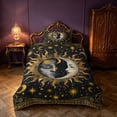 thumbnail image 2 of Homewish Hippie Sun Moon Twin Duvet Cover, Glitter Stars Twin Bedding, Black Gold, Black Reversible 2 Pieces, 1 Duvet Cover and 1 Pillowcase, 2 of 5