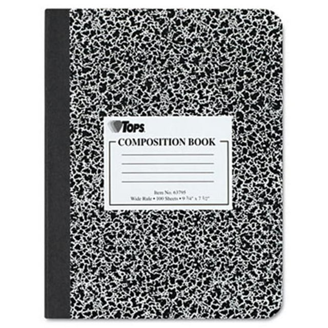 Cahier de Composition avec Couverture Rigide Grand Règle 9-3/4 x 7-1/2 Blanc 100 Feuilles/bloc