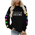 thumbnail image 5 of Lorytime Christmas Womens Crewneck Sweatshirt Fall Letters Print Fleece Shirt Long Sleeve Pullover Tops for Holiday, 5 of 9