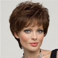 thumbnail image 3 of Peluca con microrollos de pelo corto y rizado de color marrón para mujer, estilo europeo y americano, con parte superior entera y tocado, 3 of 5