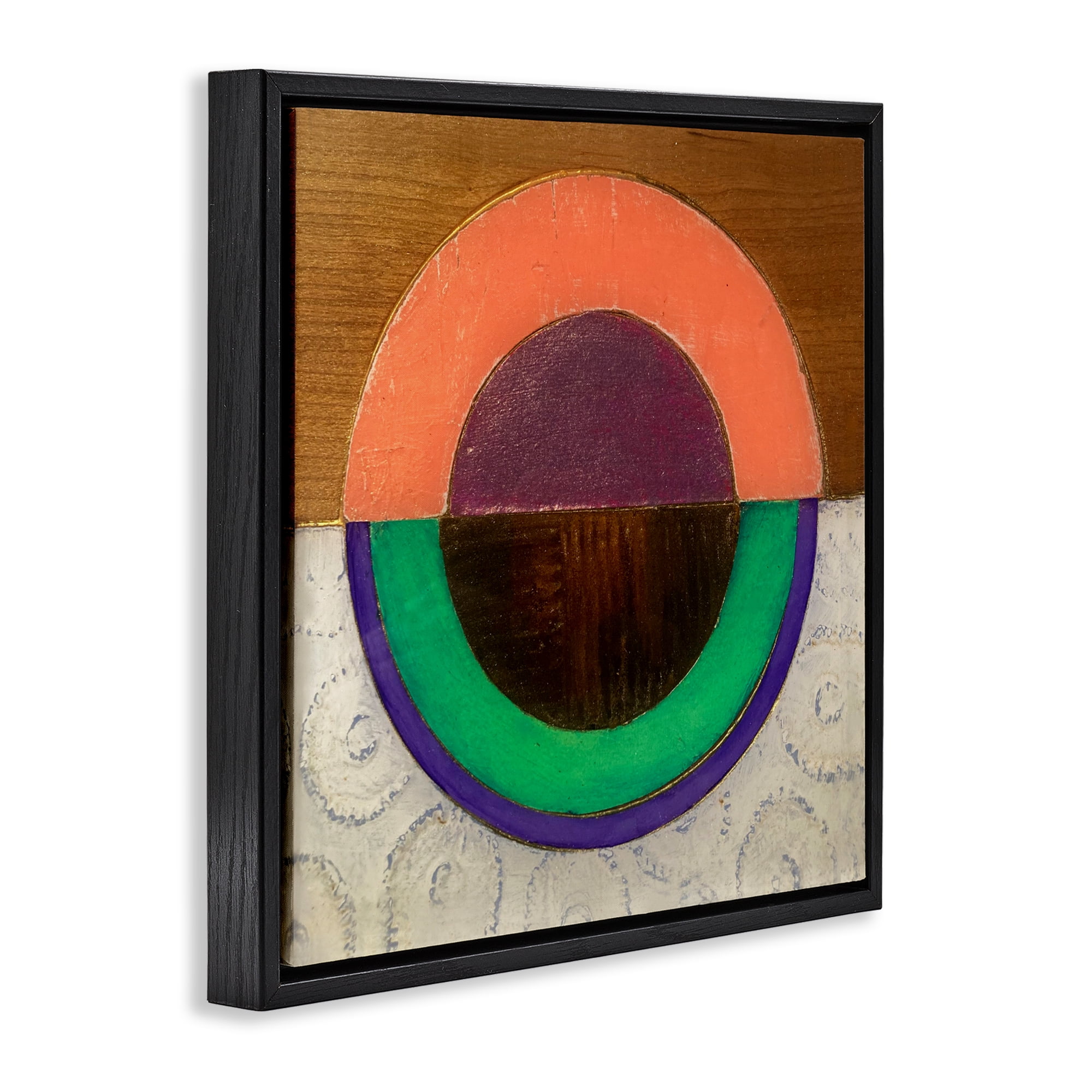 Stupell Industries Horizontal Split Circle Black Framed Floater Canvas Wall Art, design by Matthew Finger
