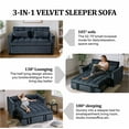 thumbnail image 6 of BSHTI 52.75” Pull-out Sleeper Sofa Bed,Solid Wood Frame,3 Adjustable Rreclining Angles,Two Matching Pillows,Easy Assembly,Velvet Fabric Loveseat,Black, 6 of 18