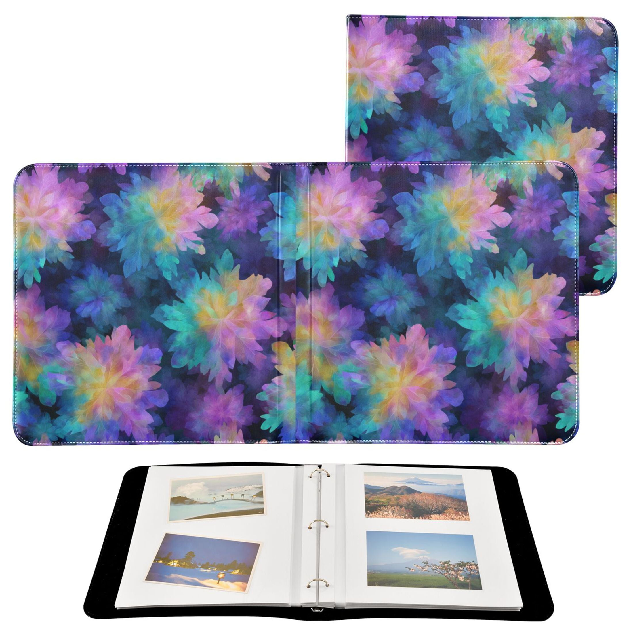 Photo Album Leather Photo Album 11.8x11.2x1.5 Inch Bookshelf Photo Album Photo Album Photo Store Scrapbook Photo Album Purple Tie-dye