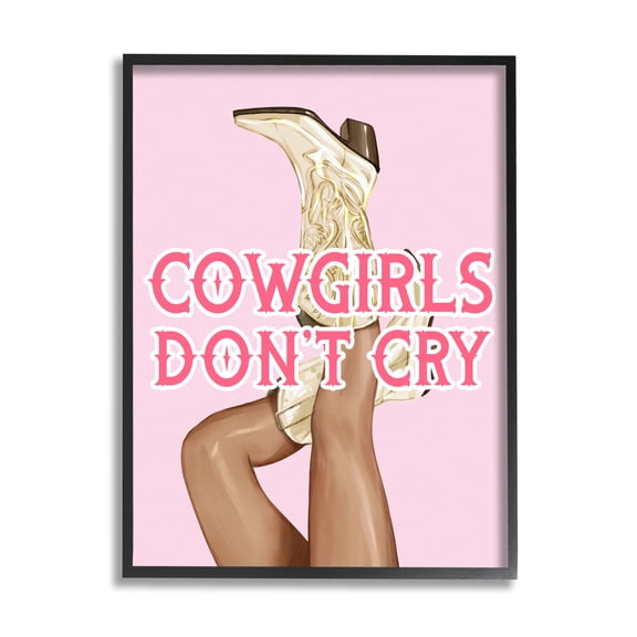 Stupell Industries Cowgirls Don't Cry Phrase Typography Painting Black Framed Art Print Wall Art, 11 x 14