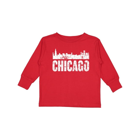 Inktastic Chicago Skyline Grunge Boys or Girls Long Sleeve Toddler T-Shirt