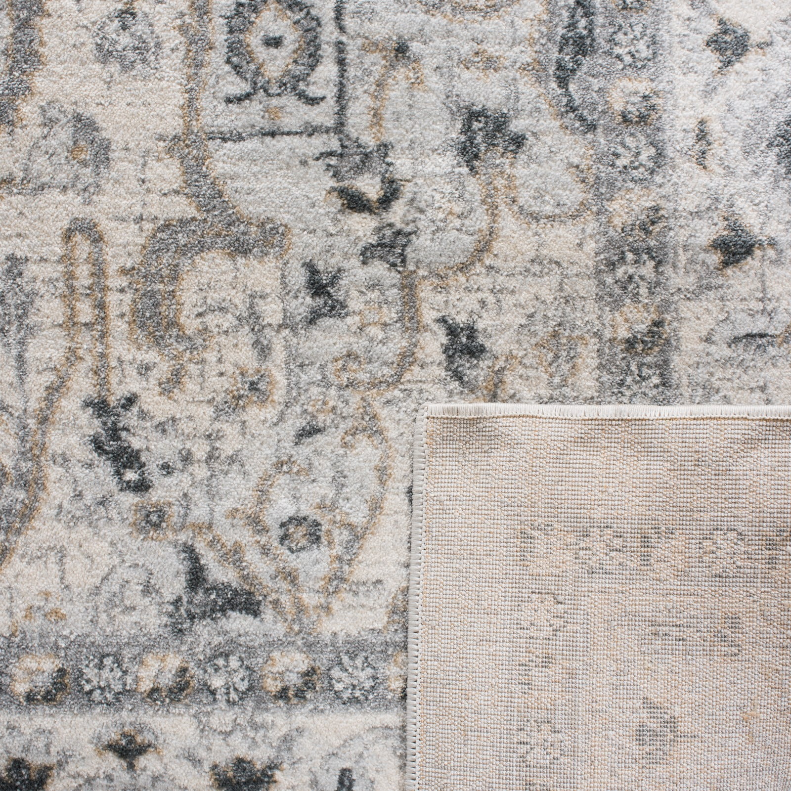 SAFAVIEH Glamour Cionadogh Distressed Floral Wool Area Rug, Blue/Ivory, 4' x 6'