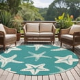 thumbnail image 5 of Starfish Round Living Room Rugs 5 ft, Summer Beach Nautical Ocean Sea Star Marine Life Teal Green Area Rug with Non-Slip Sturdy Edge Binding Round Carpet for Entryway Kitchen Bedroom Bathroom, 5 of 9