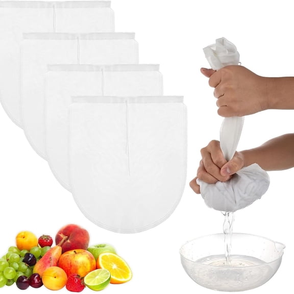 Nut Bag Reusable 12" X 10" Cheesecloth Bags For Straining Almond/Soy Greek Yogurt Strainer Nut Bag For Cold Brew Coffee Tea Beer Juice Nylon Mesh Cheese Cloth