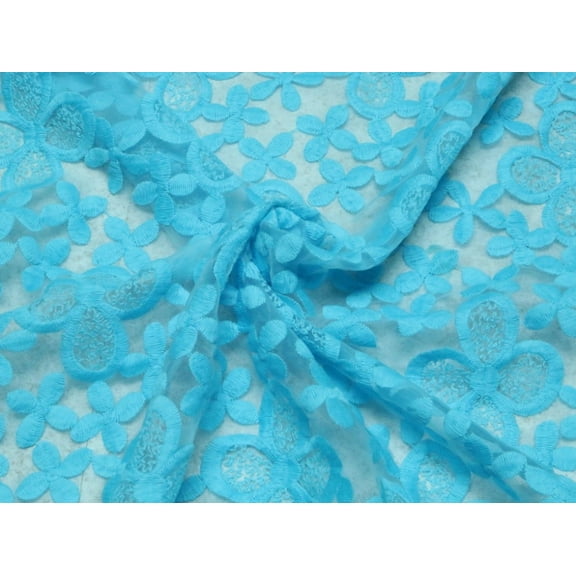 Minerva Guipure Lace Fabric Turquoise - per yard