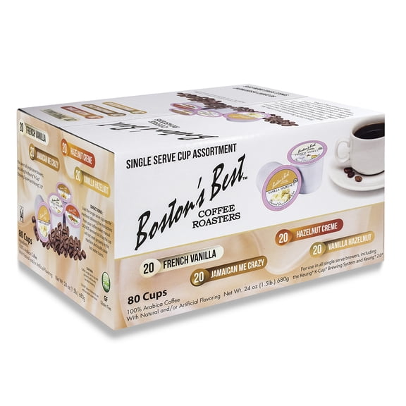 Boston's Best Flavored Assorted Coffee, Single Serve Cups, 80 ct