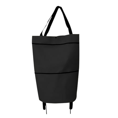 

Foldable Shopping Trolley Bag With Wheels Supermarket Grocery Bags Oxford Waterproof High-Capacity Vegetable Pull Cart Bag black