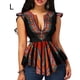 thumbnail image 5 of Minnieouse Camisa con cuello en V, jersey para mujer, blusa plisada con estampado Floral, camiseta para banquete de baile, accesorios superiores de moda de Prendas para la parte del cuerpo Negro L Minnieouse AP009589-03, 5 of 6