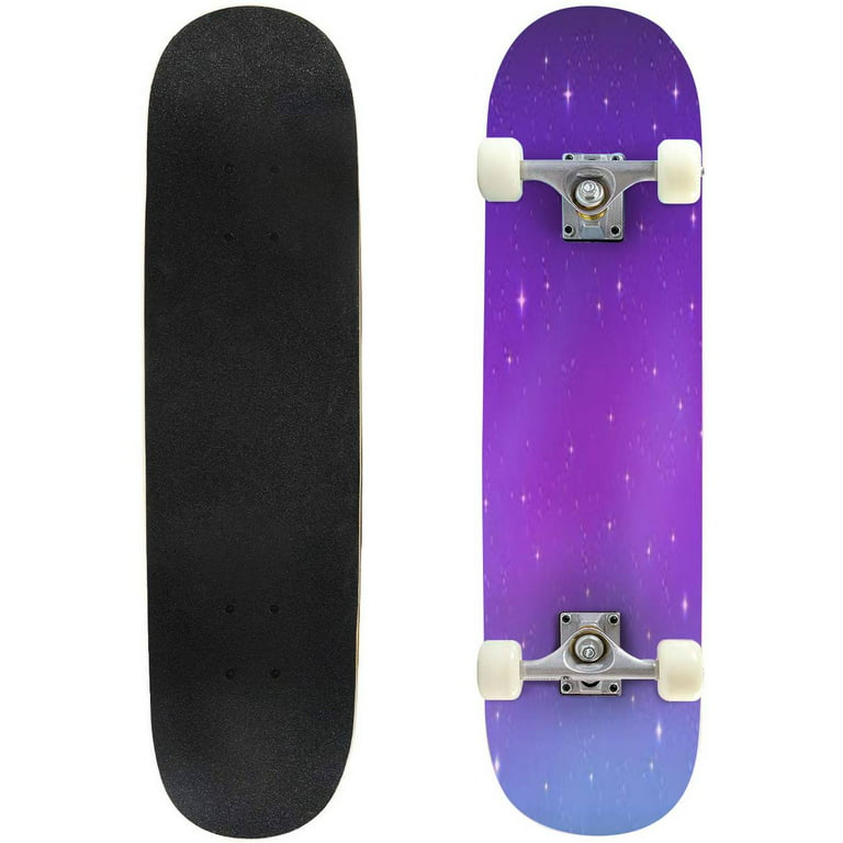 nice bright stars in the night sky background purple blue and violet  Outdoor Skateboard Longboards 31x8 Pro Complete Skate Board Cruiser 