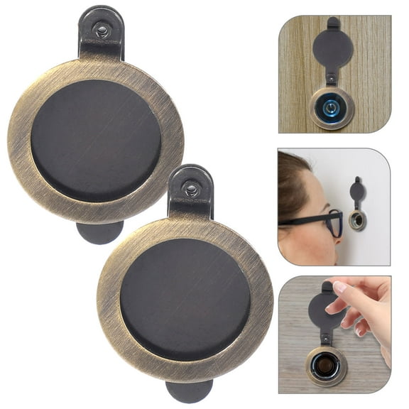 IBASETOY 2Pcs Door Peephole Cover Decorative Copper Round Anti-Peeping for Home Security System