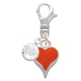 thumbnail image 2 of Delight Jewelry Silvertone Small Long Orange Heart - Silvertone Clip on Charm with Clear Crystal Drop, 2 of 4