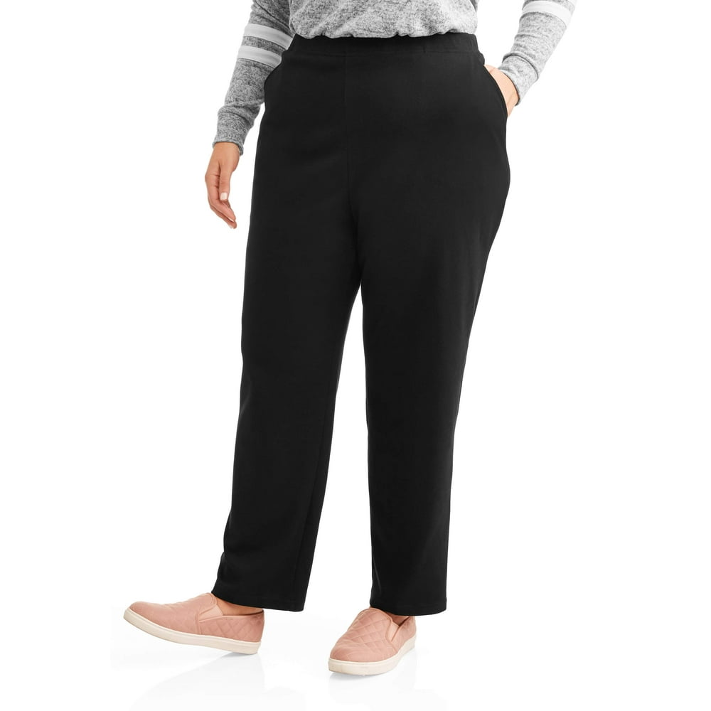 white stag knit pants with pockets