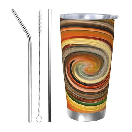 

Vsdgher Colorful Swirl 20 Oz Stainless Steel Vacuum Insulated Travel Mug Coffee Cup for Home Office Outdoor Works Great for Ice Drinks and Hot Beverage -Straw Three-piece Set