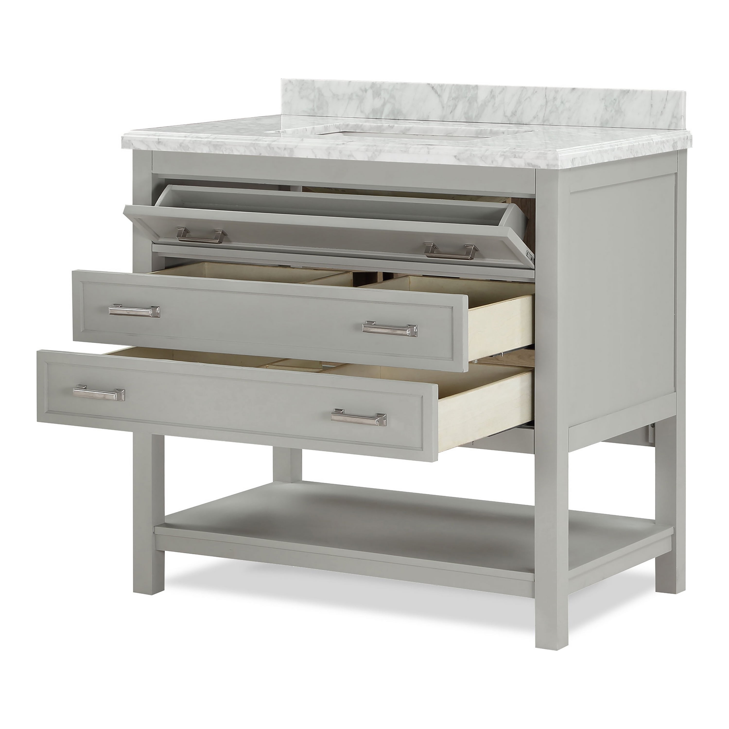 Furniture of America Freya 37" Gray Single Bathroom Vanity with White Carrera Marble Top and Undermount Sink