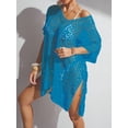 thumbnail image 6 of DAKIMOE Swimsuit Cover Up for Women V Neck Loose Beach Bathing Suit Cover up Summer Swim Coverup Swimwear Crochet Dress for Beach Pool, Lake Blue-L1, 6 of 9