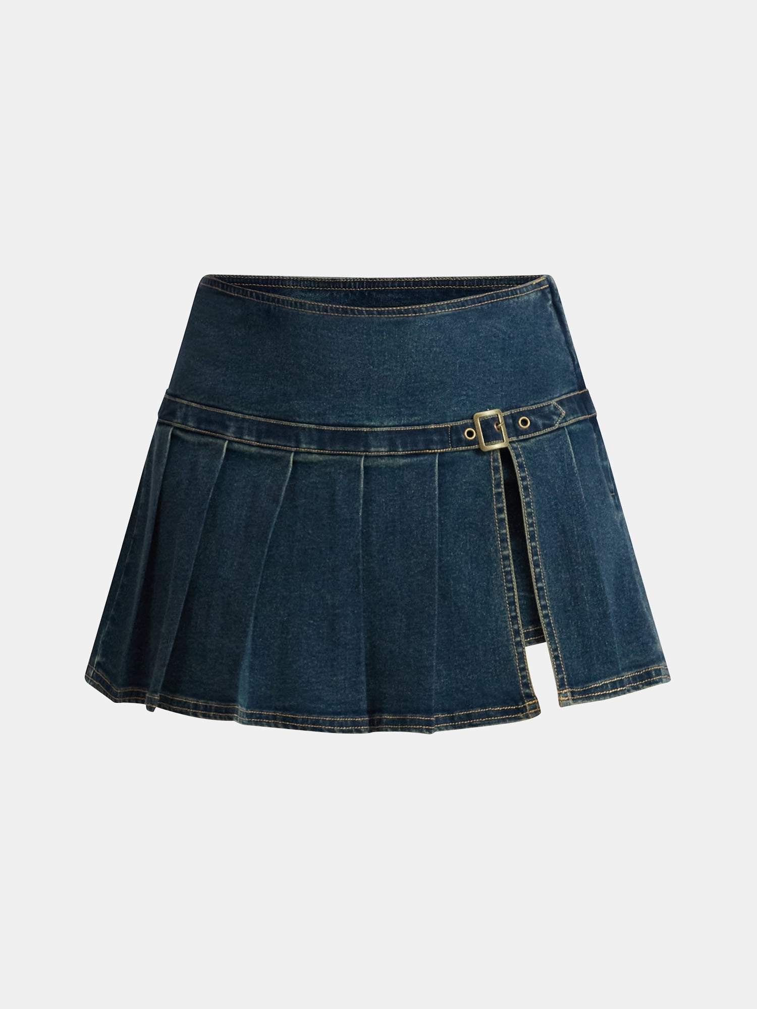 Madden NYC Women's Pleated Denim Mini Skort, Sizes XXS-XXL
