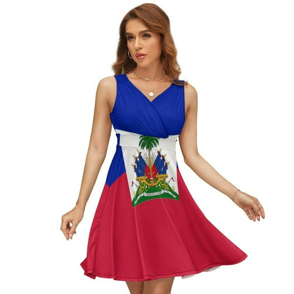 Haiti Flag Sleeveless Dress Women Summer Evening Dresses Ladies Sundress