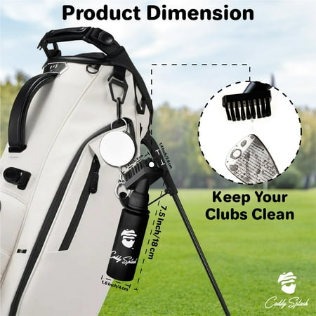 Caddy Splash Heavy Duty Golf Club Brush Cleaner with Retractable Clip, Nylon Bristles, 4 oz Water