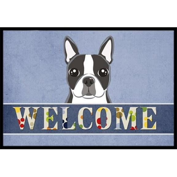 Caroline's Treasures BB1389JMAT Boston Terrier Welcome Door Mat, Indoor Rug or Outdoor Welcome Mat 24x36 Doormat , 36"L