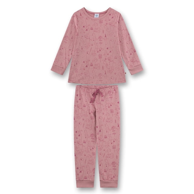 Sanetta Pijama largo para niña, con estampado de ratones, terciopelo Rosa 140