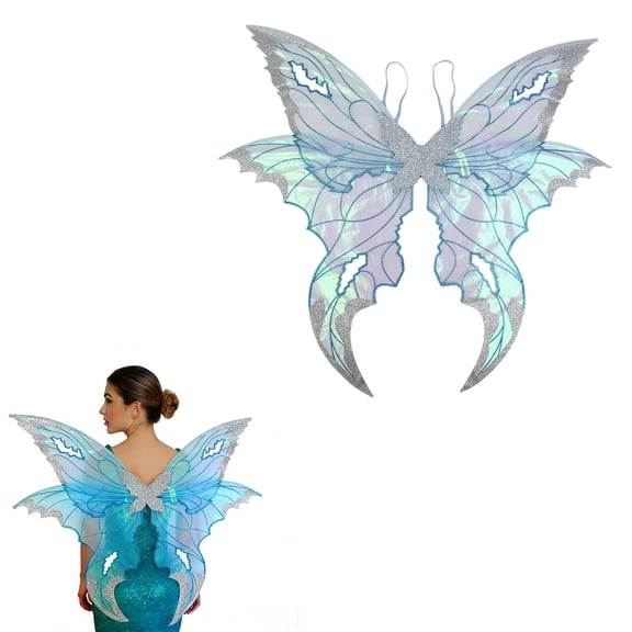Fairy , Sparkly Elf Clothes For Girls Women, Elastic Straps Dress Up Accessory For Halloween Party (Blue)