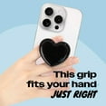 thumbnail image 2 of OnTheGrip Cute Solid Macaron Color Heart Shape Collapsible Mobile Phone Grip Stand Holder for Smartphone Tablet Cell Phone Accessory (Black), 2 of 4