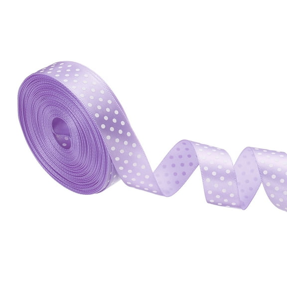 Polka Dots Grosgrain Ribbon 5/8 Inch, 10 Yard Spool for Gift Wrapping for Gift Wrapping Light Purple