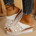 thumbnail image 2 of DAFEI Platform Slip on Sandals for Women Summer Wedges Slides Flatform,Open Toe,Bohemia for Beach Wedding, 2 of 8