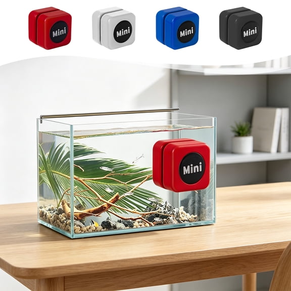 Aquarium Magnetic Glass Cleaner Brush Mini • Strong Magnet Fish Tank Cleaning Tool •2-in-1 Scrubber Scraper • No Dead Angle Easy Maintenance