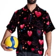 thumbnail image 4 of Valentine's Day Love ECG Men's Printed Button Down Short Sleeve Casual Summer Beach Shirt - Unisex, 4 of 6