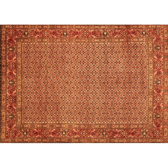 Ahgly Company Indoor Rectangle Abstract Orange Contemporary Area Rugs, 2' x 4'