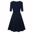 thumbnail image 5 of Fshinging Summer Women Dresses 2025 Round Necked Mid Sleeve Belt Waist Retro Style, 5 of 7