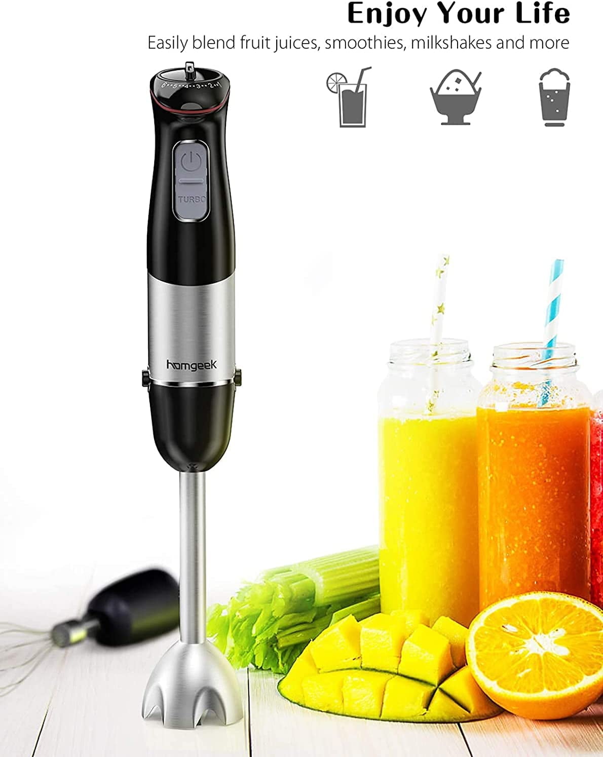 Americana EHB-2425R Electric Immersion Hand Blender Mixer Chopper 1-Touch Con 