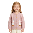 thumbnail image 3 of Baby Girl Cardigan Sweater Toddler 𝐅loral/𝐂artoon Button down Long Sleeve Knit Outfits Cute Fall Winter Clothes Knitted Coats, 3 of 5