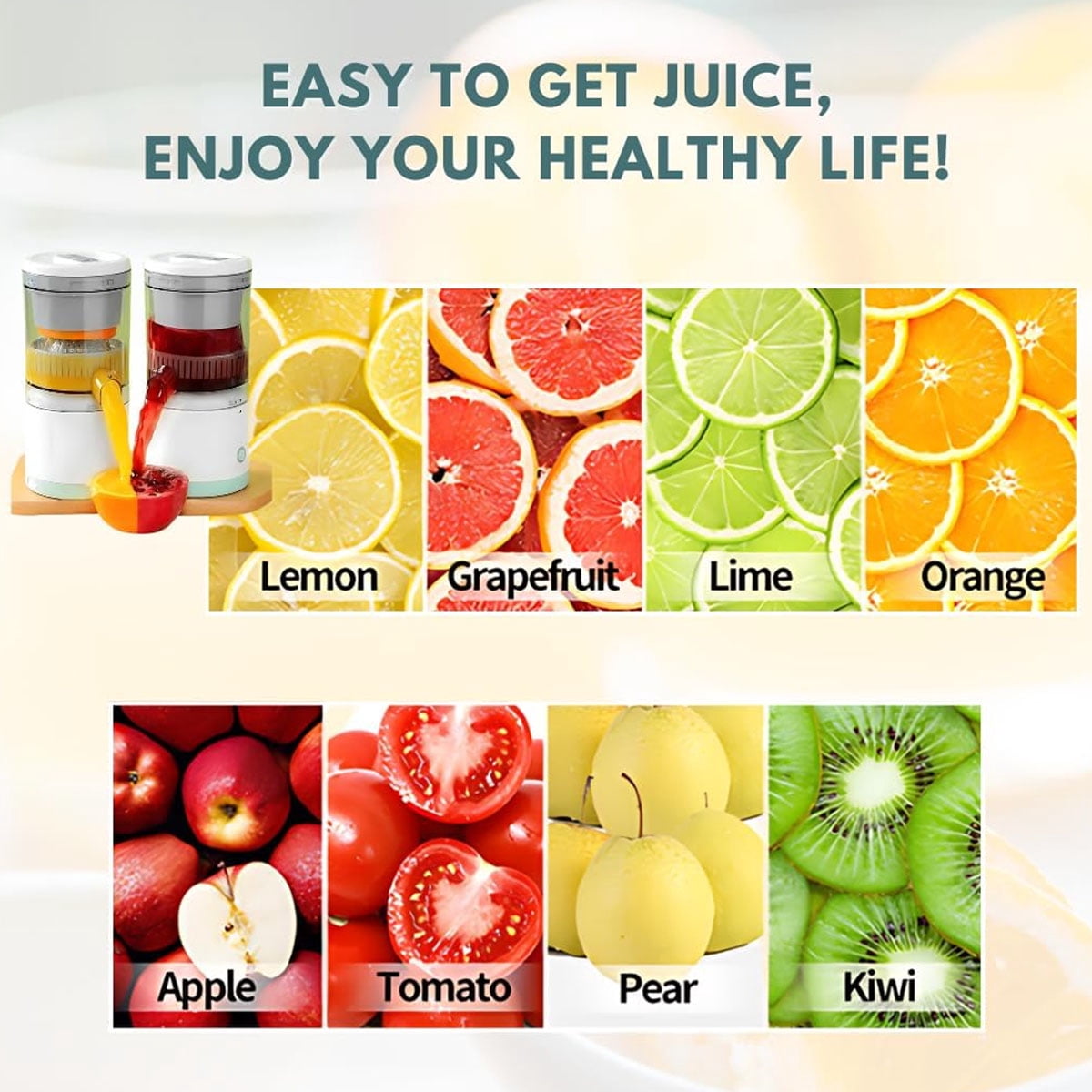 Yiliangx Portable Citrus Juicer,Orange Juicer Machine, Wireless Electric Citrus Juicer for Orange, Lemon, Grapefruit,7.2V
