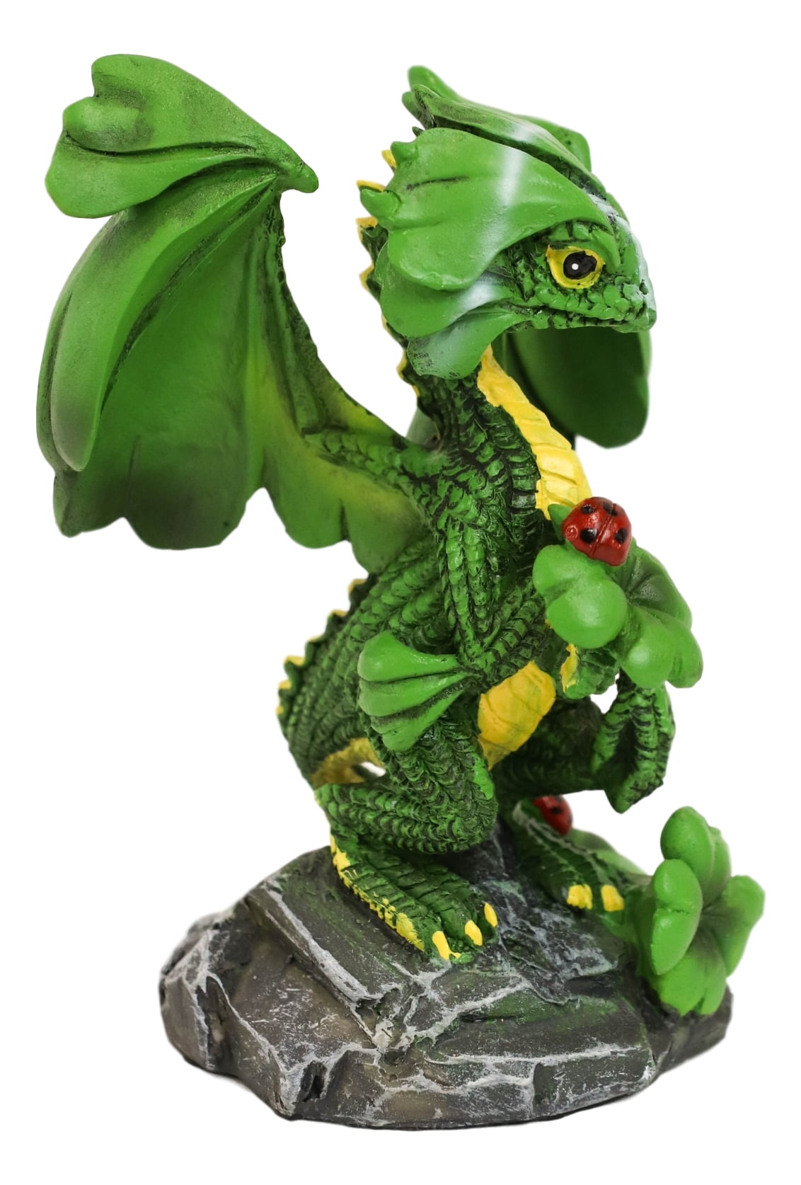 Ebros Green Irish Lucky Clover Dragon with Ladybugs Statue by Stanley Morrison