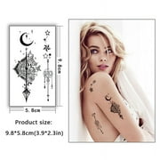 Yazhiji 60 Sheets Tiny Waterproof Temporary Tattoos, Moon Stars Constellations Music Compass Anchor Words Lines Flowers for Kids Adults Men and Women