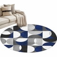 thumbnail image 2 of 3.3ft Washable Round Rug, Vintage Middle Non-Slip Circle Area Rug for Entryway Bedroom, Ages Modern Abstract Geometric Blue Indoor Accent Floor Mat for Home Decor, 2 of 9