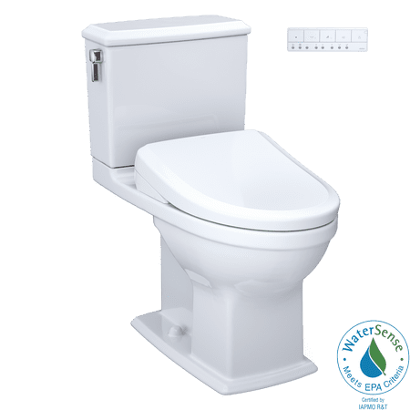 TOTO® WASHLET®+ Connelly® Two-Piece Elongated Dual Flush 1.28 and 0.9 GPF Toilet and Classic WASHLET S7 Contemporary Bidet Seat with Auto Flush, Cotton White - MW4944724CEMFGA#01