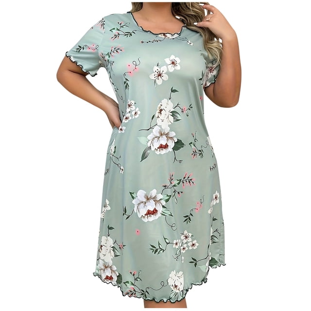 Robe Grande Taille pour Femmes, T-Shirt à Manches Longues, Robe de Nuit, 1 Pce
