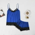 thumbnail image 6 of Women Pajama Sets Sexy Silk Satin Camisole V Neck Top And Shorts Lounge Sets Sleepwear Blue XL, 6 of 6