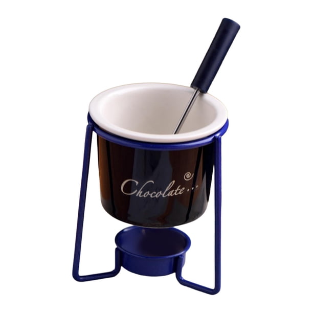 Olla para fondue de chocolate, vela de té, olla de porcelana para derretir, calentador de mantequilla, caldo, cerámica Azul