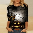 thumbnail image 2 of Nmnitkp Womens Tops 3/4 Length Sleeves T-Shirts Ghost Print Halloween Shirts Loose Fit Crew Neck Shirt Workout Blouses & Breathable and Skin Friendly Going Out Tops for Women, 2 of 5