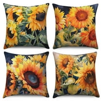 4PCS 18"x18" Sunflower Pillow Covers Spring Summer Throw Pillowcase Yellow Floral Pillow Covers Cushion for Home Outdoor Sofa Couch Decoraions