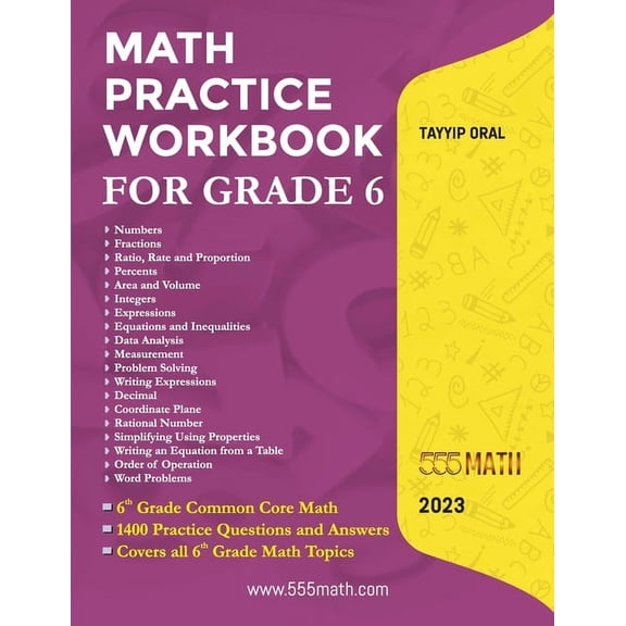 Math Practice Workbook For Grade 6: 6th Grade Common Core Math, (Paperback)